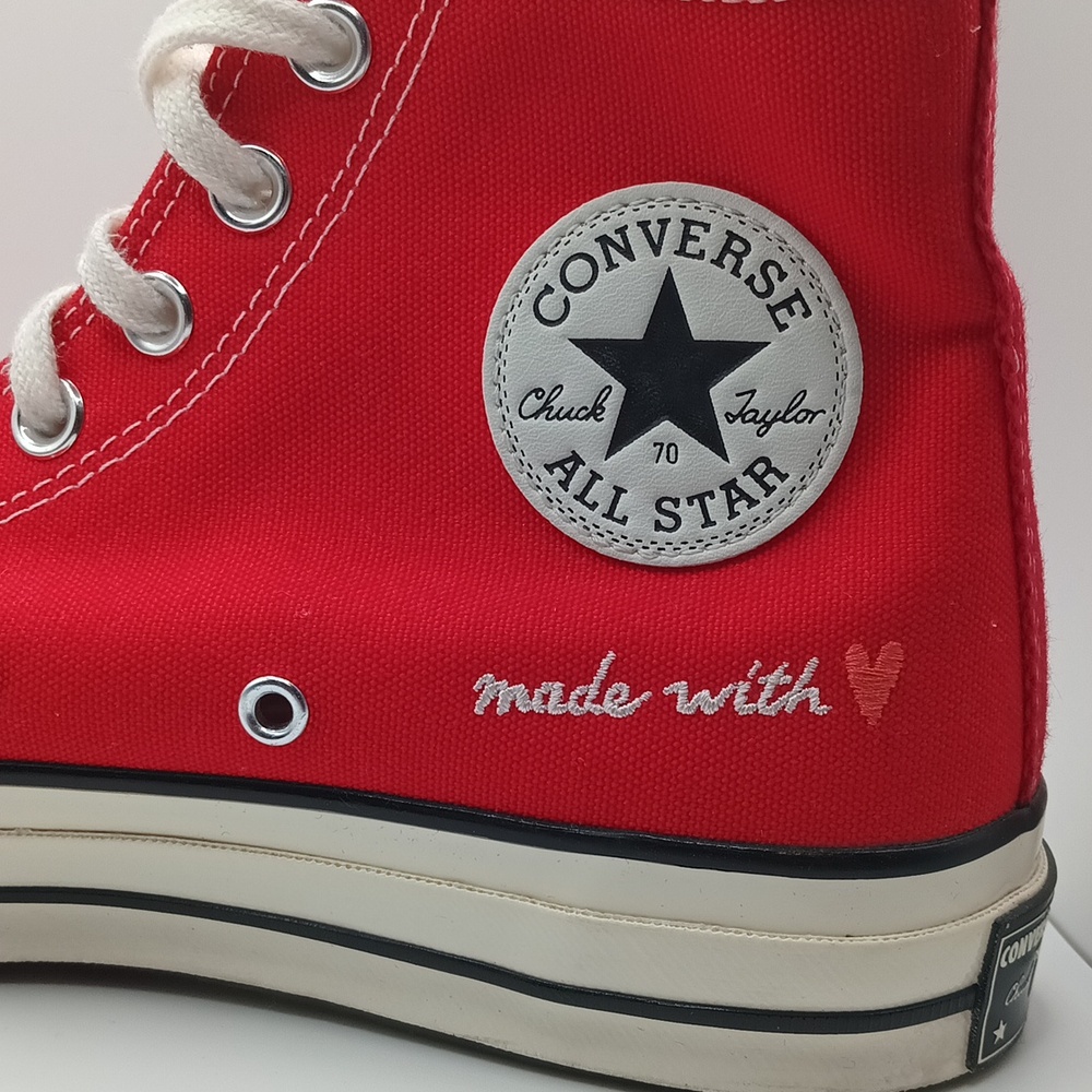 Converse Chuck Taylor All Star 70 Hi Red Made With Love Valentine's Sneakers - Picture 4 of 10